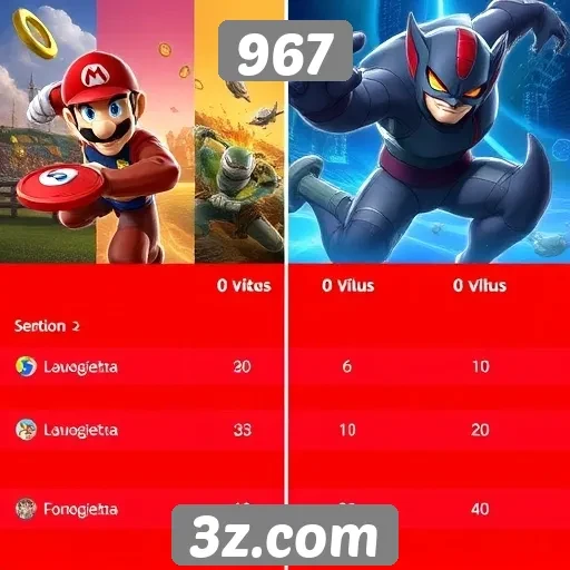 Comparação entre jogos populares no site 967